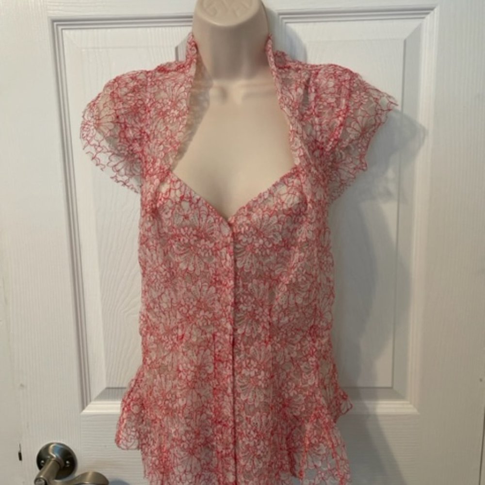 Byron Lars V-Neck Feminine Lace Top